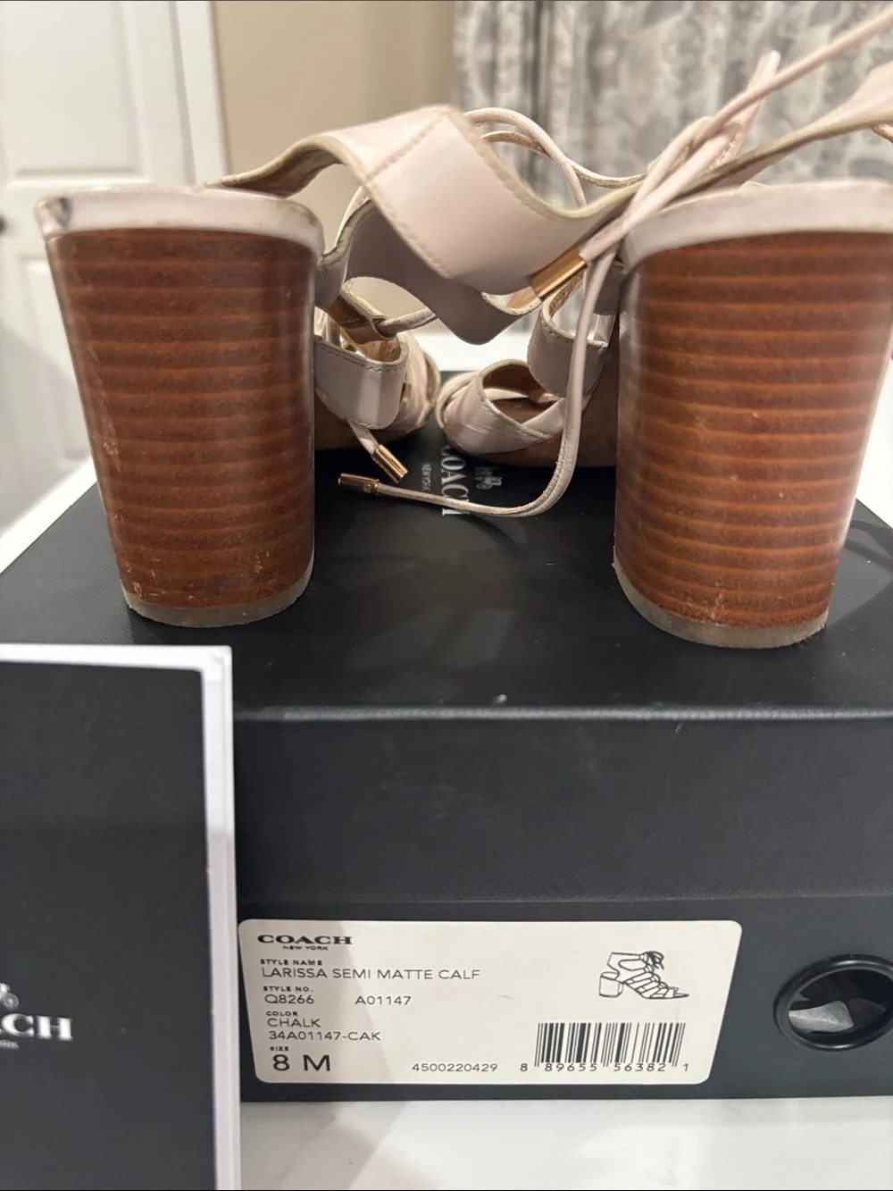 Coach Blush Pink Lace-Up Strappy Leather Heels
